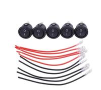 Interrupteur Bouton 5Pcs ON/OFF Round Rocker Switch 2 Pin Push Button Switch 12V 24V 20mm with Wires Fit For Auto Car Boat RV