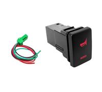 Interrupteur Bouton Bouton poussoir de klaxon (marche/arrêt) 32,5 mm x 22 mm Convient pour Toyota 4Runner, Tundra, Prado, avec kit de câblage(Red)