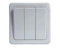 Interrupteur Bouton Bouton Poussoir Interrupteur mural extérieur IP66 - Bouton-poussoir résistant aux intempéries, 1/2/3 voies 16 A, pour la maison et le jardin(3-Gang)