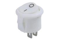 Interrupteur Bouton Interrupteur marche/arrêt, lot de 5 ou 10 pièces, rouge et blanc, rond, à bascule, en plastique, à bouton-poussoir, pour petit bateau(15mm white,10pc)