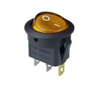 Interrupteur Bouton Lot de 4 interrupteurs à bascule ronds 12 V/220 V KCD1, interrupteur LED 16 A 12 V, interrupteur d'alimentation 3 broches, bouton marche/arrêt pour voiture(Yellow)