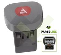 Interrupteur Bouton Poussoir Gris de Warning Feux de Détresse compatible avec CLIO II Phase 1 et THALIA I - 252904482R 7700421820