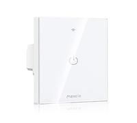 Interrupteur Connecté WiFi, Maxcio Interrupteur Mural WiFi de Lumière Compatible avec Alexa et Google Home, Interrupteur Intelligent avec Écran Tactile, Timer et Partager [FIL NEUTRE OBLIGATOIRE]