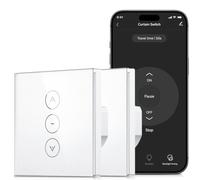 Interrupteur Connecté WiFi Volet Roulant Verre Tactile [Fil Neutre] | Commutateur Intelligent Pour Rideau Compatible Alexa & Google Home, Minuterie Programmable, Commande Vocale & App, 2 Pack
