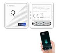 Interrupteur Connectée WiFi et Bluetooth 10A 1Canal, ANTELA Interrupteur Relais Intelligent compatibel avec Alexa, Google Home, Smart Life APP, 2,4GHz, 2PC