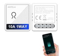 Interrupteur Connectée WiFi et Bluetooth 10A 1Canal, ANTELA Interrupteur Relais Intelligent compatibel avec Alexa, Google Home, Smart Life APP, 2,4GHz, 2PC
