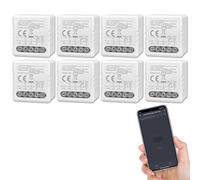 Interrupteur Connectée WiFi et Bluetooth 10A 1Canal, ANTELA Relais Intelligent compatibel avec Alexa, Smart Life APP, 8PCs