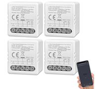 Interrupteur Connectée WiFi et Bluetooth 10A 1Canal, ANTELA Relais Intelligent compatibel avec Alexa, Smart Life APP, 4PCs