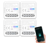 Interrupteur Connectée WiFi et Bluetooth 10A 1Canal Mesure de Consommation Électrique, ANTELA Relais Intelligent compatibel avec Alexa, Google Home, Smart Life APP, 2,4GHz, 4PCs