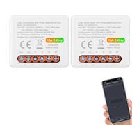 Interrupteur Connectée WiFi et Bluetooth 10A 2Canal Mesure de Consommation Électrique, AC/DC, ANTELA Relais Intelligent compatibel avec Alexa, Google Home, Smart Life APP, 2PCs