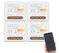 Interrupteur Connectée WiFi et Bluetooth 16A 1Canal, ANTELA Interrupteur Intelligent compatibel avec Alexa, Smart Life APP, 2,4GHz, 4PCs