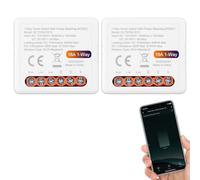 Interrupteur Connectée WiFi et Bluetooth 16A 1Canal Mesure de Consommation Électrique, AC/DC, ANTELA Relais Intelligent compatibel avec Alexa, Google Home, Smart Life APP, 2PCs