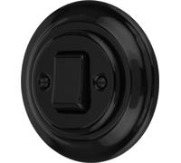 Interrupteur croisé encastré porcelaine rétro I PR1 noir