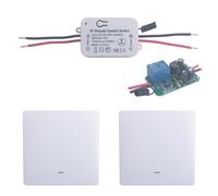 Interrupteur d’éclairage sans fil, récepteur et contrôleur de panneau mural, 90V-250V 220V 240V Télécommande Interrupteurs d’éclairage, Émetteur de code de sécurité RF (1 récepteur avec 2 panneaux)