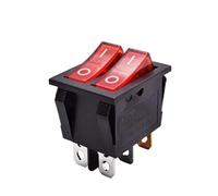 interrupteur d'alimentation, Interrupteur à bascule, KCD6, double bouton-poussoir lumineux, 6 broches, 12 V, 220, rouge, vert, marche/arrêt, 16 A, 250(Red,1PC-12V)