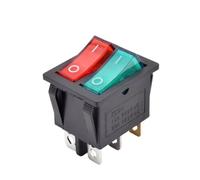 interrupteur d'alimentation, Interrupteur à bascule, KCD6, double bouton-poussoir lumineux, 6 broches, 12 V, 220, rouge, vert, marche/arrêt, 16 A, 250(Red - Green,2PCS-220V)
