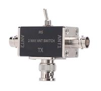 Interrupteur d'antenne 2 voies BNC mâle en alliage d'aluminium Commutateur de conversion d'antenne manuel 100 W 0-50 MHz avec arrêt et protection de mise à la terre pour largeurs