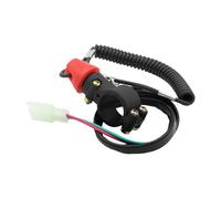 Interrupteur d'arrêt de mise à mort universel de 22 mm et cordon d'attache compatible avec le guidon à la moto Scooter ATV Quad(Black Kill Switch)