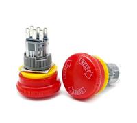 Interrupteur d'arrêt d'urgence en métal, 16/19/22 mm, tête champignon en acier inoxydable, rotation, réinitialisation, 1NO, 1NC, 2NO, 2NC, 1 pièce(22mm Ultra Short,1NO1NC)