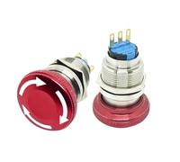 Interrupteur d'arrêt d'urgence rond en métal, 16 mm, 19 mm, 22 mm, bouton-poussoir, 1NO, 1NC, 2NO, 2NC, interrupteur à verrouillage, marche/arrêt, avec harnais, 4 pièces(22mm mushroom,1NO1NC)