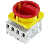 Interrupteur d'arrêt d'urgence rouge/jaune 63 A Séparation 4 pôles, montage frontal