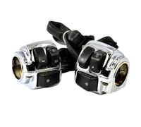 Interrupteur de contrôle du guidon de 25 mm Motorcycle compatible avec Softail Sportster V-Rod Models 1996-2012 Chrome Black Handle Grip Interrupteur(Interrupteur de ruban)