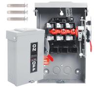 Interrupteur de déconnexion 60 A, interrupteur de sécurité à 3 pôles, intérieur et extérieur, acier galvanisé, anti-corrosion et prévention de la rouille, non fusible, conforme aux normes NEMA 3R