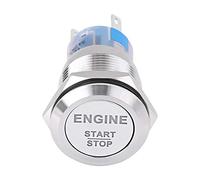 Interrupteur de Démarrage du Moteur de Voiture Universelles 12V Blanc LED Interrupteur à Bouton-poussoir de Démarrage du Moteur de Voiture(argent)