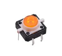 interrupteur de fin de course, Lot de 5 micro-interrupteurs tactiles lumineux 12 x mm, bouton-poussoir réinitialisation momentané, rouge, jaune, bleu, blanc, LED V CC(5pcs Yellow)