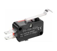 Interrupteur de fin de course marche/arrêt momentané à bouton-poussoir à rouleau à poignée longue V-154-1C25, 15 A, 250 V, rouge/noir, 10 pièces