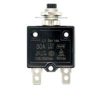 Interrupteur de fusible à bouton-poussoir avec réinitialisation manuelle, protection thermique contre les surcharges pour DC 50 V CA 125-250 V, couvercle transparent, bornes de connexion rapide