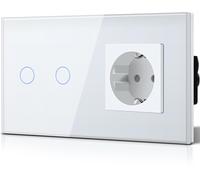 Interrupteur De Lumière Alimentaire En Verre Schuko Socket, Décharge, Prise Cee 16 Ampères Safe, 2 Entrées 1 Voie Blanche, Interrupteur Alternatif Plat, Interrupteur Interne Modern[HDM923350]