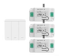 Interrupteur de lumière sans fil, kit de télécommande à 3 interrupteurs avec technologie RF, fonction marche/arrêt, pas de recâblage nécessaire pour les amateurs de domotique