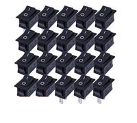Interrupteur de moto, accessoires de voiture, 5 pièces/ensemble, bouton-poussoir, 21x15mm, SPST 2 broches 6A 250V KCD11, encliquetable, marche/arrêt Ignition Starter pour Voiture(Black -20pcs)