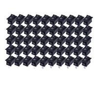 Interrupteur de moto, accessoires de voiture, 5 pièces/ensemble, bouton-poussoir, 21x15mm, SPST 2 broches 6A 250V KCD11, encliquetable, marche/arrêt(Black -50pcs)