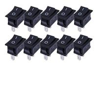 Interrupteur de moto, accessoires de voiture, 5 pièces/ensemble, bouton-poussoir, 21x15mm, SPST 2 broches 6A 250V KCD11, encliquetable, marche/arrêt(Black -10pcs)