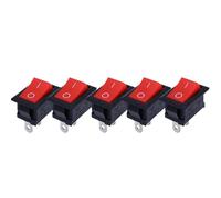 Interrupteur de moto, accessoires de voiture, 5 pièces/ensemble, bouton-poussoir, 21x15mm, SPST 2 broches 6A 250V KCD11, encliquetable, marche/arrêt(Red -5pcs)