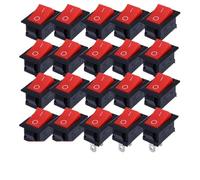 Interrupteur de moto, accessoires de voiture, 5 pièces/ensemble, bouton-poussoir, 21x15mm, SPST 2 broches 6A 250V KCD11, encliquetable, marche/arrêt(Red -20pcs)