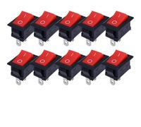 Interrupteur de moto, accessoires de voiture, 5 pièces/ensemble, bouton-poussoir, 21x15mm, SPST 2 broches 6A 250V KCD11, encliquetable, marche/arrêt(Red -10pcs)