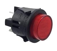 Interrupteur de poussée PS18-16 encastré ø 25 mm 250 V 16 A rouge, éclairé marche-arrêt, connecteur plat 6,3 mm