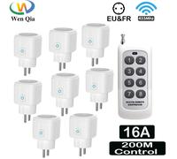 Interrupteur de prise de télécommande sans fil, 200 mètres, prises électriques, 220V, 16a, prise ue pour ventilateur d'appareil ménager 5Socket 1Remote
