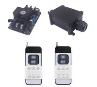 Interrupteur de relais sans fil étanche 12V~80V,12V/24V/72V 30A Relais 150M Interrupteur extérieur de télécommande pour l’agriculture irriguer la porte de garage (DC 12V~80V Récepteur et 2 émetteurs)