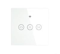 Interrupteur de rideau intelligent WiFi pour système Tuya avec interface tactile et télécommande rétro-éclairage bleu vert via téléphone portable (blanc)