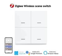 Interrupteur de Scène Sans Fil Tuya Zigbee 4 Boutons Intelligents Contrôleur de Scénario Automatisé Smart Life Liaison Intelligente Alexa 2PCS(need gateway)