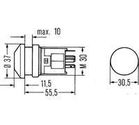 Hella Interrupteur de signal de détresse 6Hf 003 916-031 – 12V, montage encastré, rouge, avec ampoule