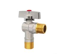 Interrupteur de valve d'angle en cuivre G1/2" pour eau chaude et froide - Vanne d'arrêt à haut débit avec poignée pour salle de bain, machine à laver, chauffe-eau à gaz, 80 x 32 mm (rouge)
