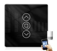 Interrupteur de volet roulant Wi-Fi intelligent 2,5D - Compatible avec Alexa, Yandex et Google Home - Minuterie et commande vocale - Conducteur neutre nécessaire - Noir