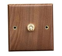Interrupteur d'éclairage à bascule décoratif avec assiette murale en bois en noyer, 3, 4x3, 4 Interrupteur en laiton vintage pour les intérieurs de la maison et de l'hôtel, mur électrique élégant