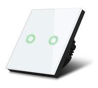 Maclean MCE711W 2-Fach Touch Wechselschalter Lichtschalter Kreuzschalter Wandschalter Treppenschalter mit Farbwechsel LED Hintergrundbeleuchtung Einbauschalter (2-Fach Rund, Weiß)