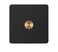 Interrupteur d'éclairage et panneau de prise avec bouton poussoir USB, variateur à 2 voies, en acier inoxydable noir(Dimmer Switch)